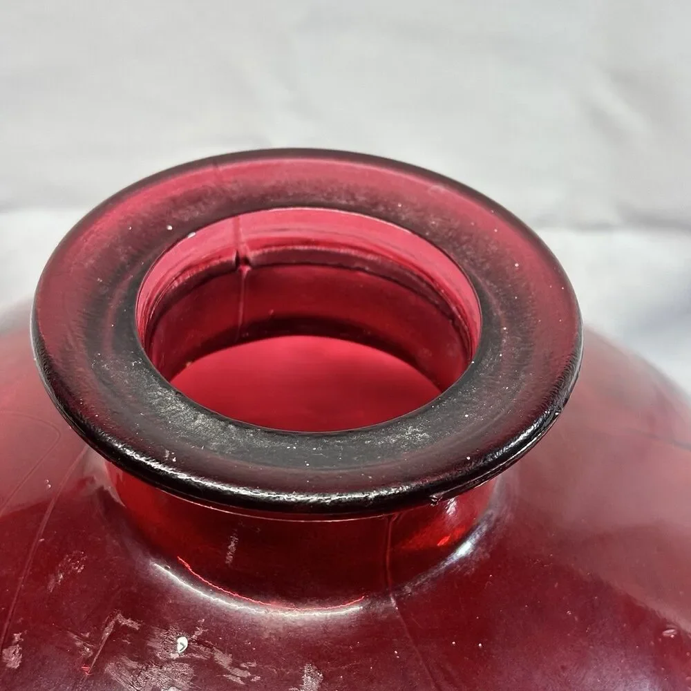 VTG 16” Vidrios Miguel Spain Recycled Glass Ruby Red Balloon Floor Vase MCM
